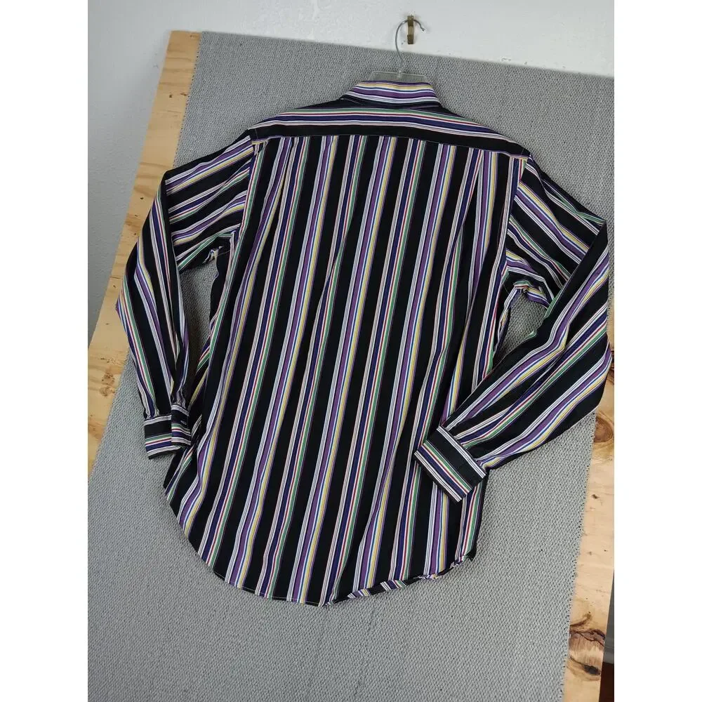 Vintage Polo‎ Ralph Lauren Regent Shirt Mens L Multi-Stripped Custom Fit Preppy